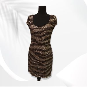 Camille la vie Golden brown Sequin Mini Dress